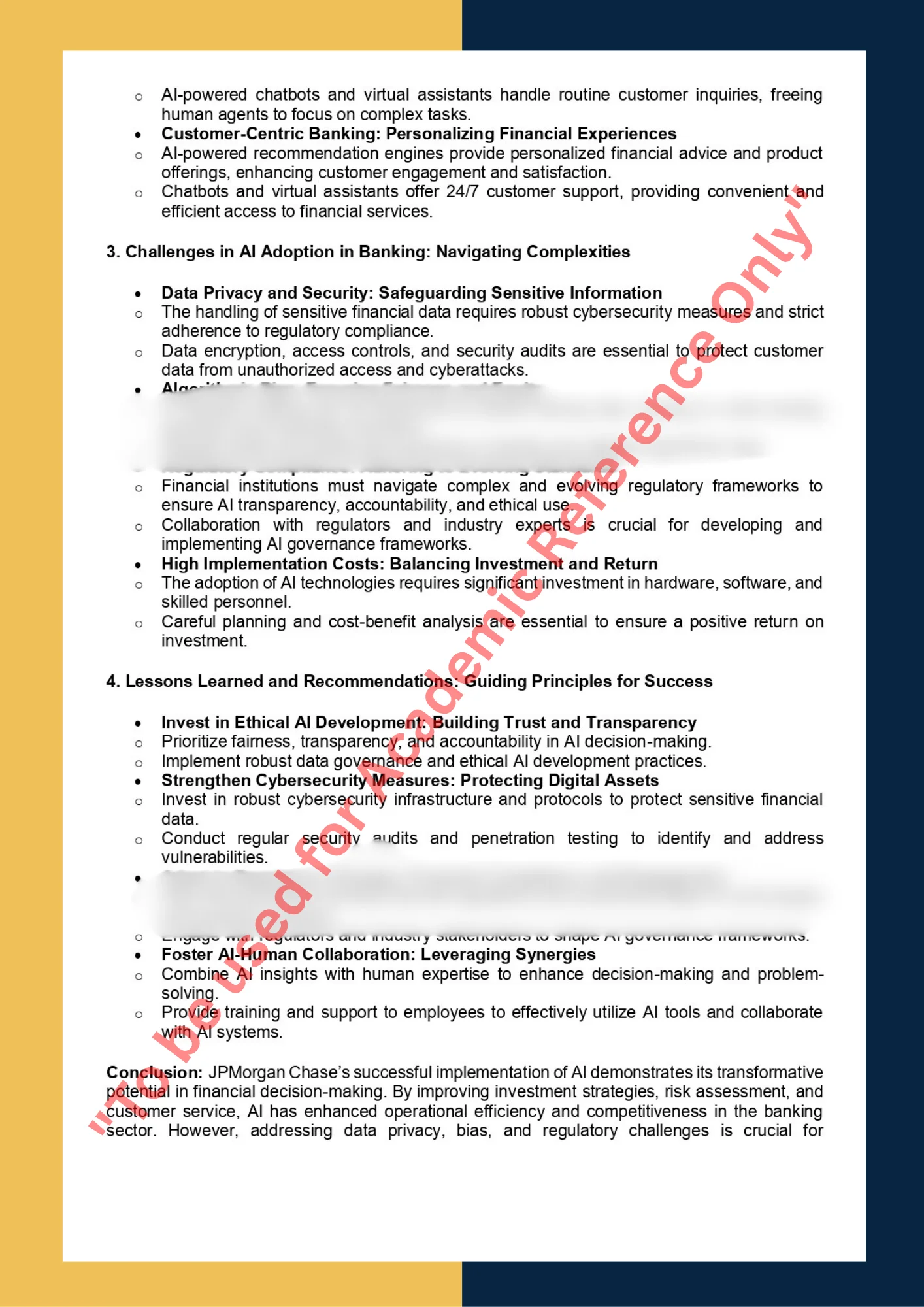Case Study sample solution on Topics - The Impact of Artificial Intelligence on Financial Decision-Making 2